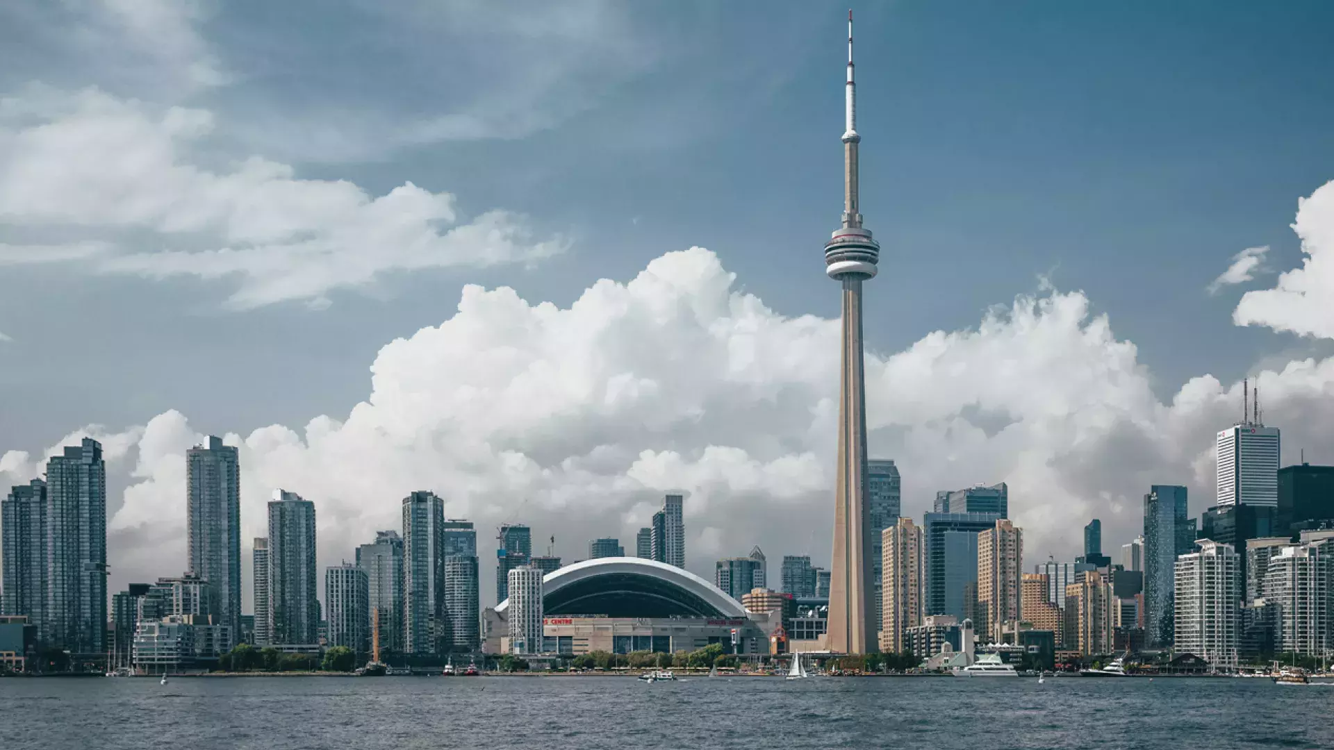 Toronto CityScape with clouds in the background and blue sky in the front